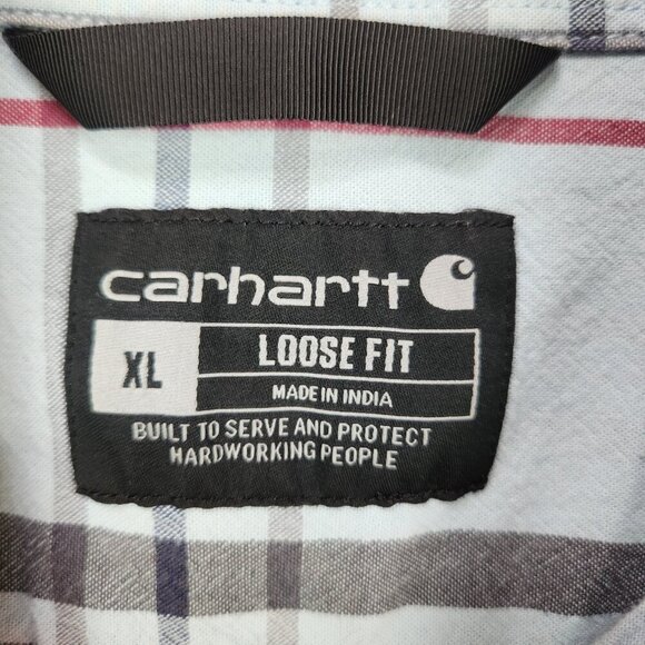 Carhartt Loose Fit Button Up Short Sleeve Plaid Shirt Men's XL  Workwear Ranch - Picture 6 of 8